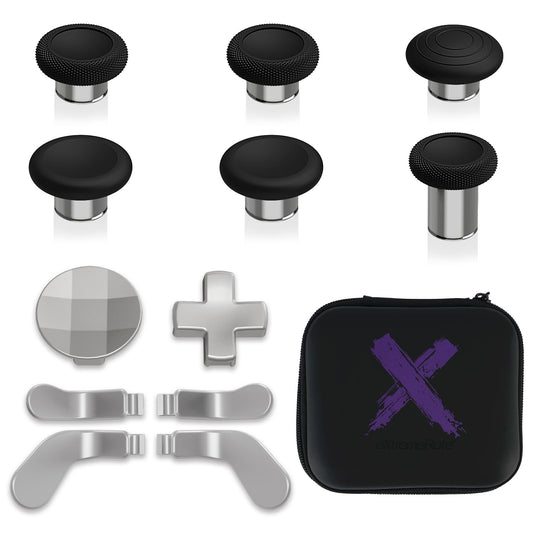 eXtremeRate 13 in 1 Component Pack Kit for Xbox Elite Series 2 Controller  6 Metal Thumbsticks & Adjustment Tool  2 D-Pads  4 Paddles for Xbox Elite Series 2 Core Controller - Metallic Silver