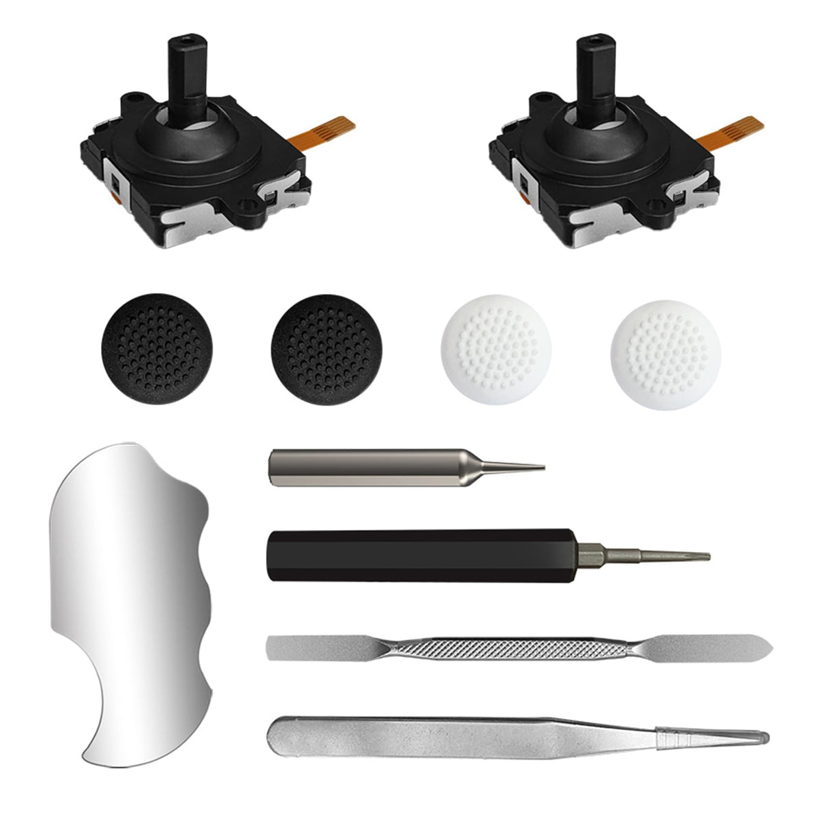 Joystick Replacement Kit for Meta Quest 3 Controllers(11-in-1)- Includes 2 Joysticks  T5 Screwdriver  Tweezers  Pry Tool  4 Thumbstick Grips - Repair Kit for Oculus Quest 3 Controller