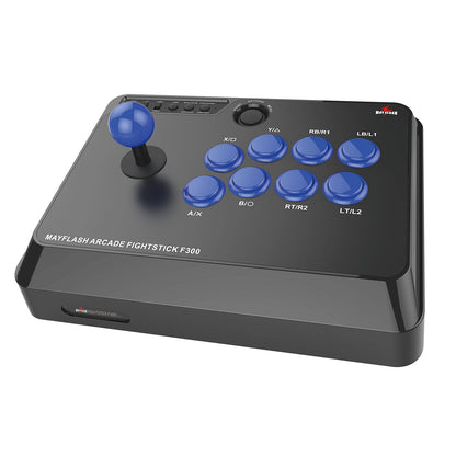 MAYFLASH F300 Arcade Fight Stick for Switch, PS4, Xbox - Black/Blue, 33.02x55.88x27.94 cm, Compatible with Windows and macOS