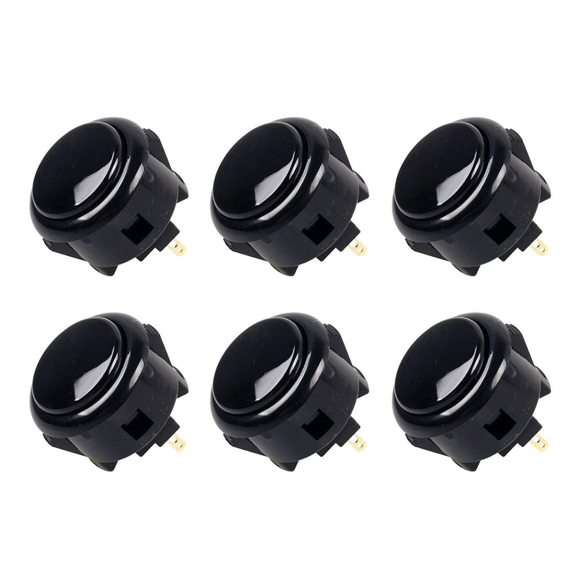 SANWA 6 pcs OBSF-30 Original Push Button 30mm - for Arcade Jamma Video Game & Arcade Joystick Games Console (Black) SatNWA