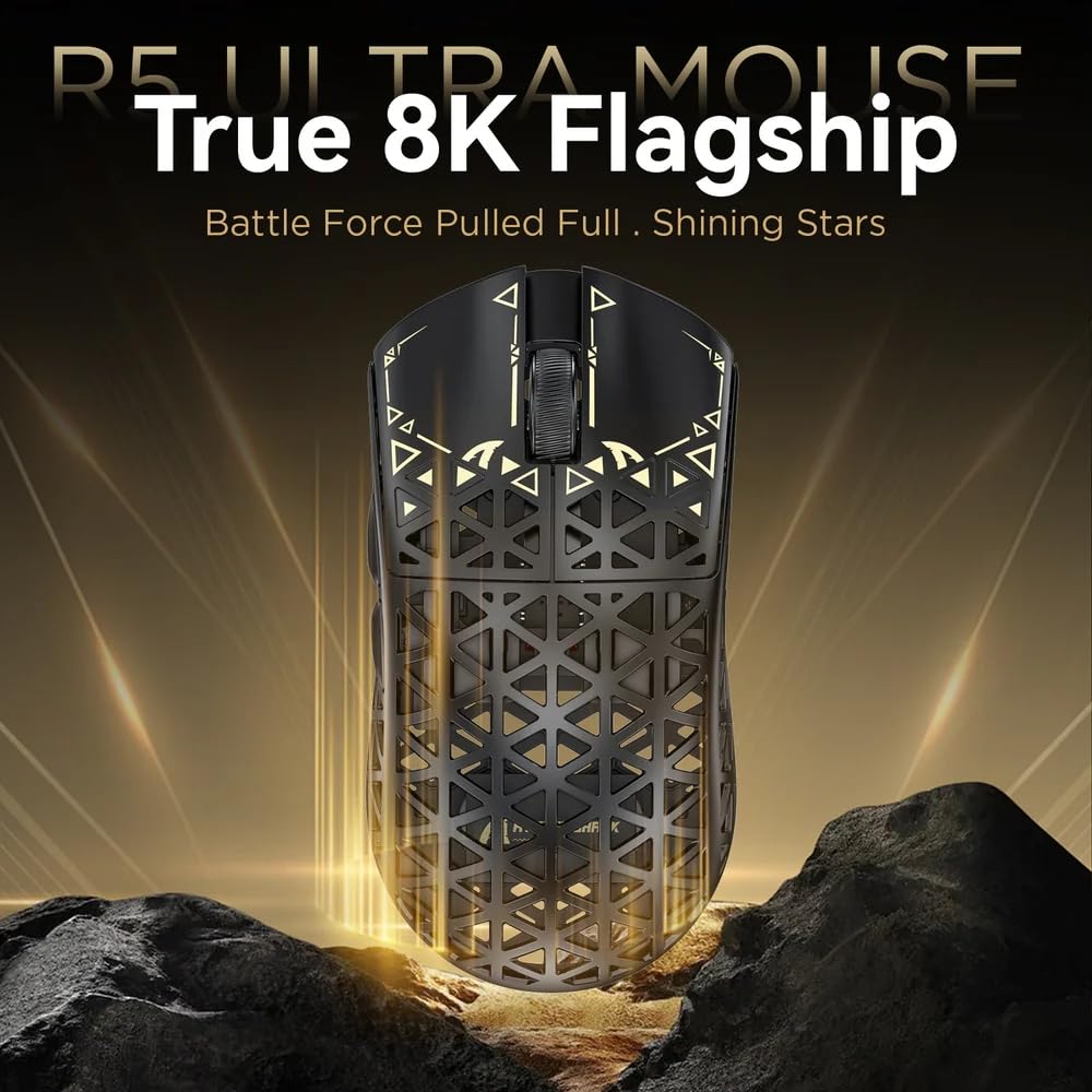 ATTACK SHARK R5 Ultra 8K Wireless Gaming Mouse - 42000 DPI, 39g Lightweight, Black