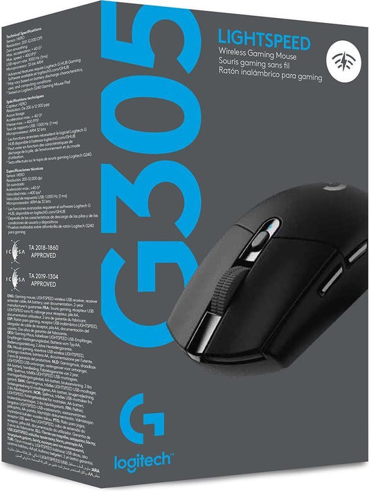 Logitech G305 Wireless Gaming Mouse - Hero 12K Sensor, 12,000 DPI, 6 Buttons, 250h Battery Life, Black