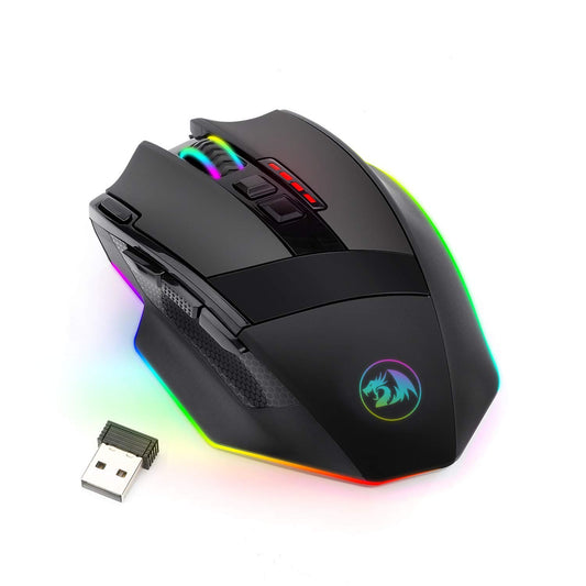 Redragon M801 Wireless Gaming Mouse - RGB, 16000 DPI, 9 Programmable Buttons, Black