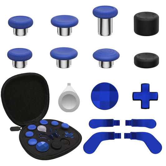 CHARM FOCUS 16-in-1 Metal Thumbsticks Replacement Kits for Xbox Elite Series 2  Xbox Elite 2 Controller Accessories  Includes Magnetic Joysticks  Paddles  Silicone Caps  D-Pads  1 Tool (Blue)