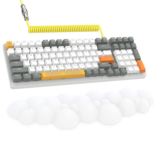 ZIYOULANG K3 Mechanical Gaming Keyboard and Mouse Combo  98Key Backlit Keyboard and Ultra-Light Honeycomb Shell Mouse  Red Switch Coiled Type-C to USB Cable Wired Keyboard for PC/Mac/Windows