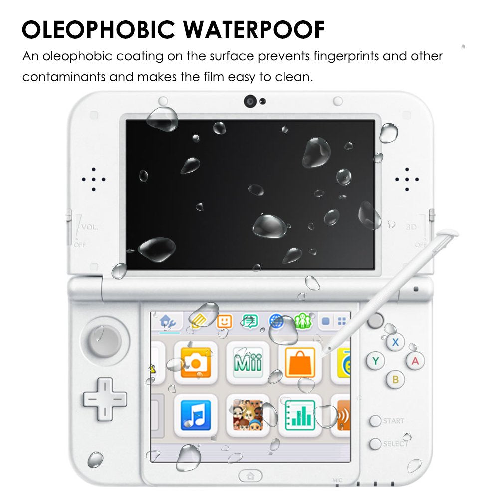 AFUNTA Screen Protector for New 3DS XL - 4 Pcs Tempered Glass & HD Clear PET Film, 3DSXL Accessory