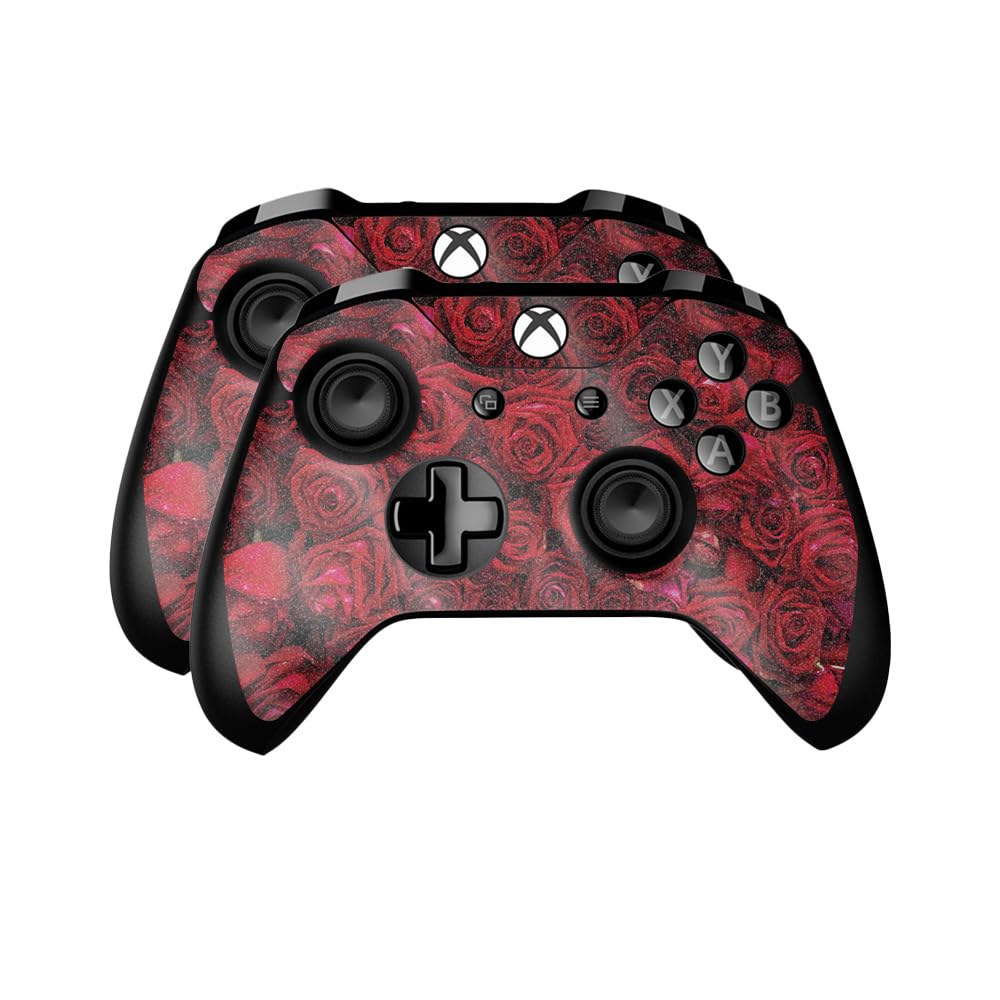 Glossy Glitter Skin Compatible with Microsoft Xbox One Controller (2 Pack) - Too Many Roses - Premium 3M Vinyl Protective Wrap Decal Cover - Easy to Apply | Crafted in The USA by MightySkins