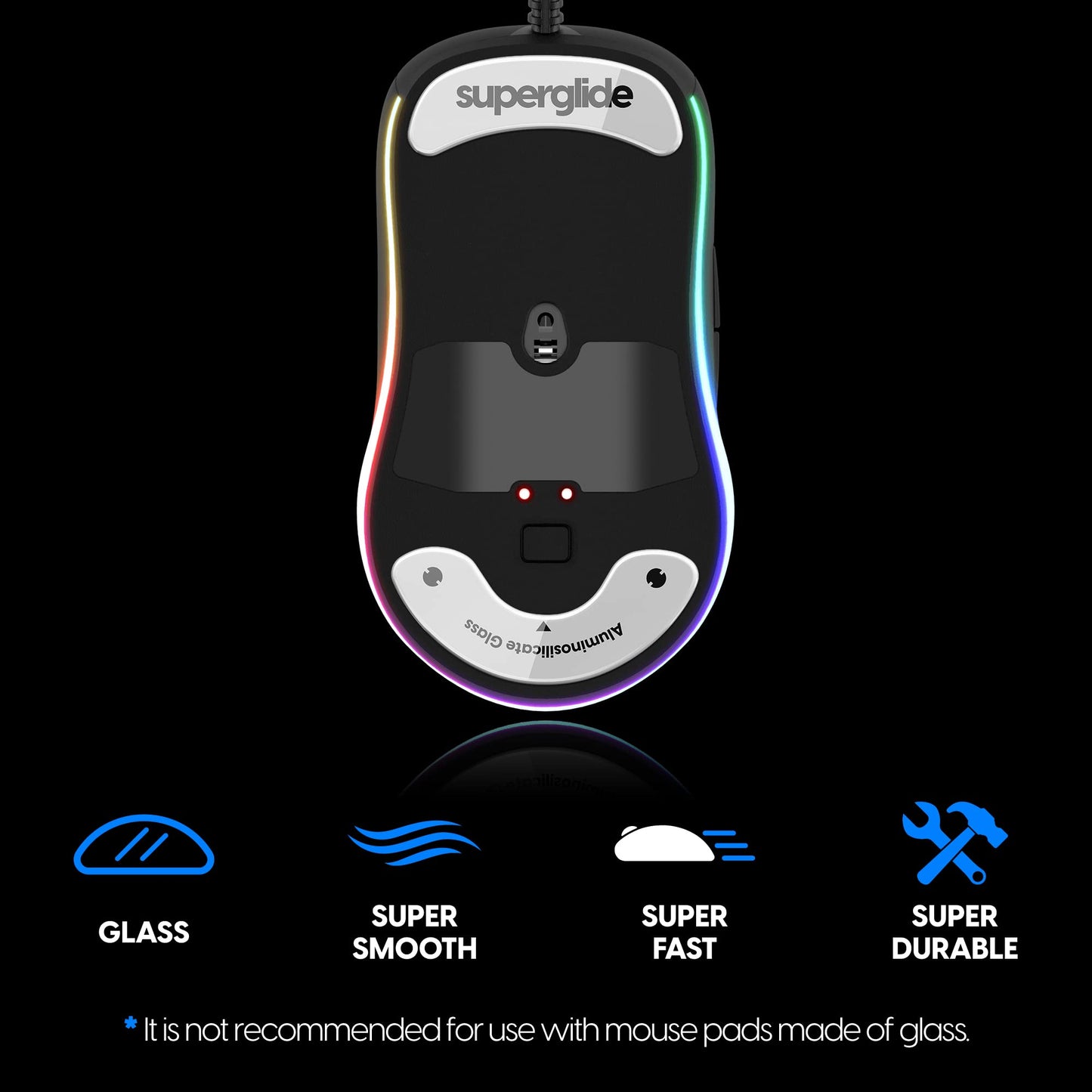 Pulsar Gaming Gears Superglide Mouse Feet - Ultra Strong Glass Skates, Fast & Smooth, Model EXMSGW, White