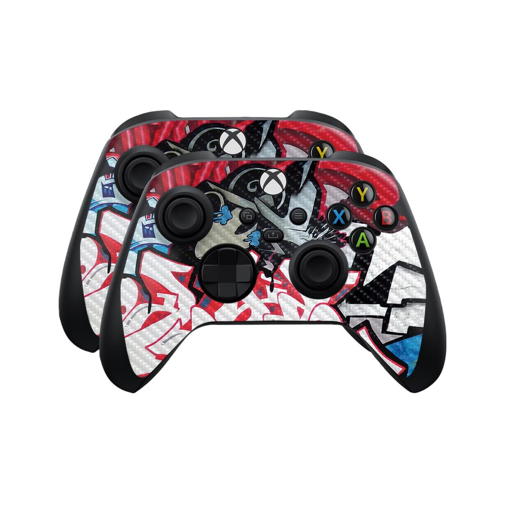 Carbon Fiber Skin Compatible with Microsoft Xbox Series X|S Controller (2 Pack) - Graffiti Mash Up - Premium 3M Vinyl Protective Wrap Decal Cover - Easy to Apply | Crafted in The USA by MightySkins