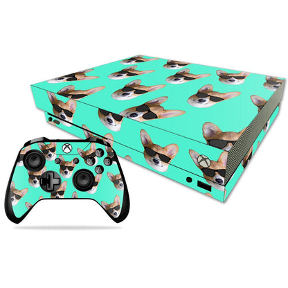 MIGHTY SKINS Xbox One X Skin - Cool Corgi Vinyl Decal Wrap, Durable & Easy to Apply, Model MIXBONXCMB-Cool Corgi