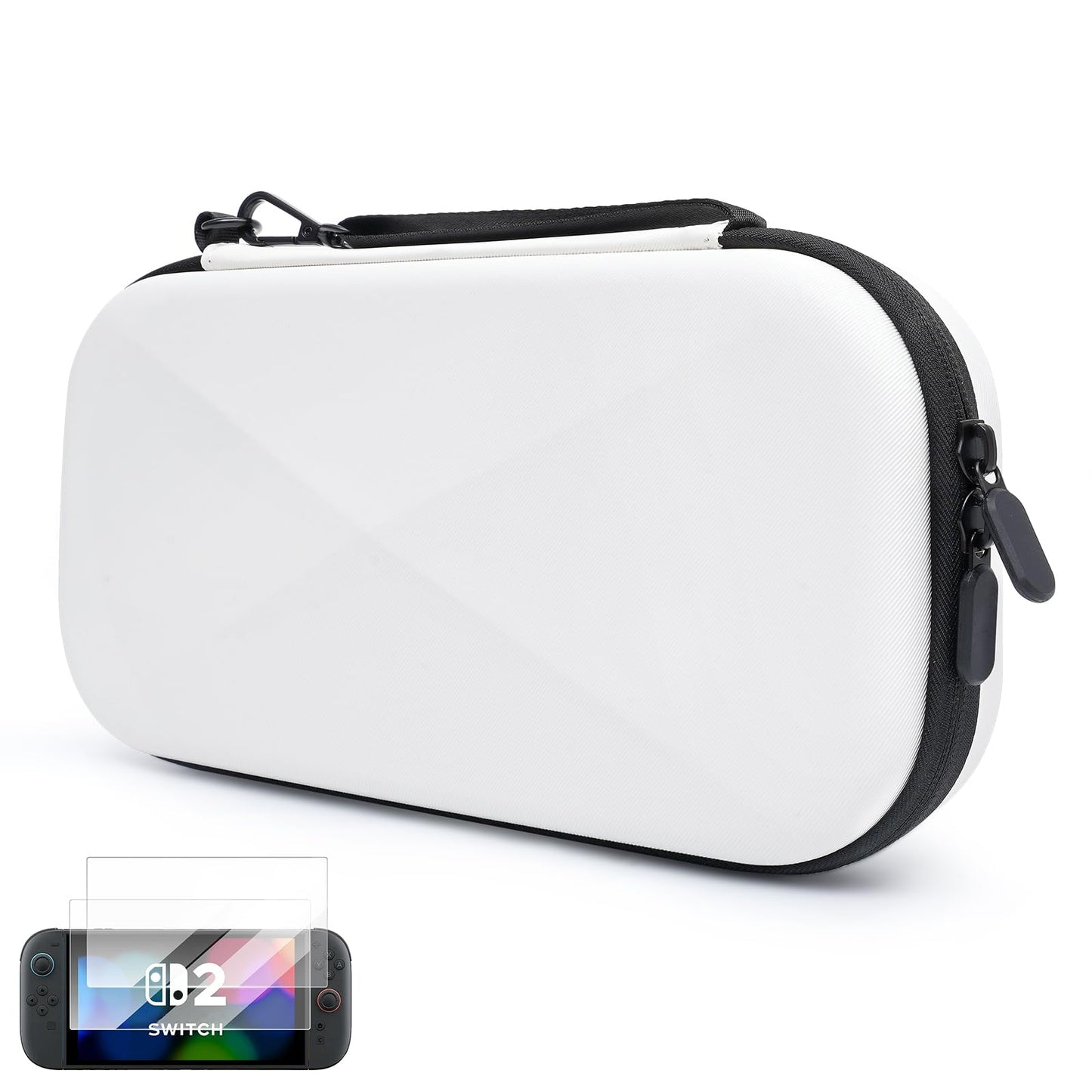 MeloSync Slim Carrying Case for Switch 2 Model 2025  Odorless & Scratch-Resistant Protective with 12 Game Card Slots  2 Free Screen Protectors  Portable Travel Storage Case white