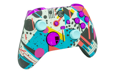 Custom Controllerzz Wireless Controller for Xbox Series X/S, Xbox One & PC - Retro Abstract & Purple Chrome Inserts