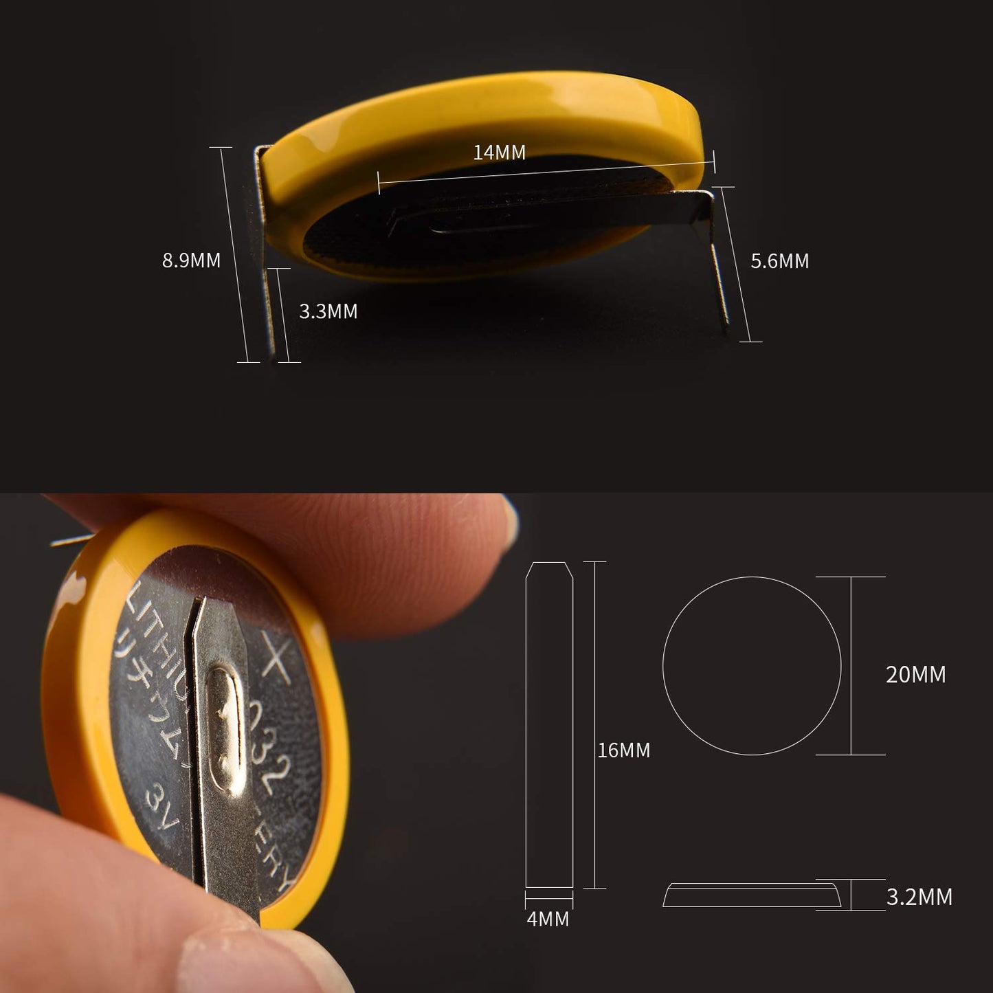 taessv CR2032 Battery Pack - 12 Count 3V Lithium Batteries with Solder Tabs for SNES, N64, Gameboy Replacement