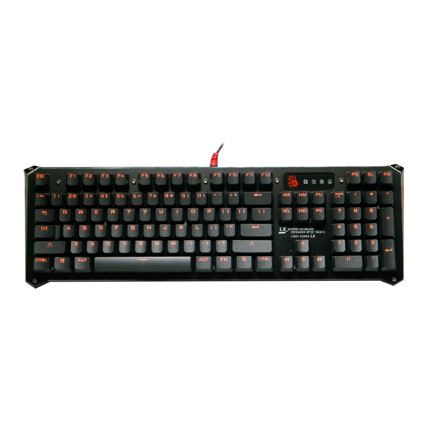 Bloody Light Strike LK Optical Gaming Keyboard - Orange LED, LK Blue Switch, Full Size, Black (Model B840)