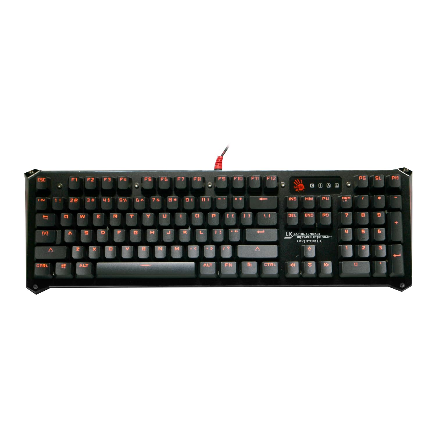 Bloody Light Strike LK Optical Gaming Keyboard - Orange LED, LK Blue Switch, Full Size, Black (Model B840)