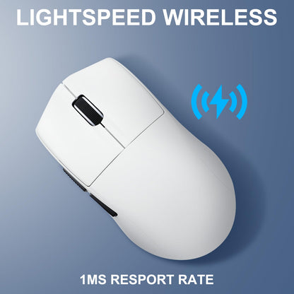 HUO JI Wireless Gaming Mouse - 49g Ultra-Light, 26,000 DPI, Bluetooth 5.1, 150 Hr Battery, Model X-44, White