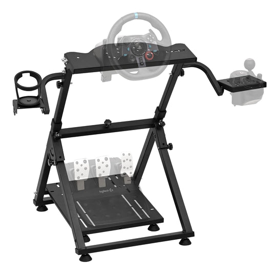 CXRCY Racing Wheel Stand - Adjustable & Foldable with Cup Holder, Compatible with Logitech G920/G29/G27/G25, Black