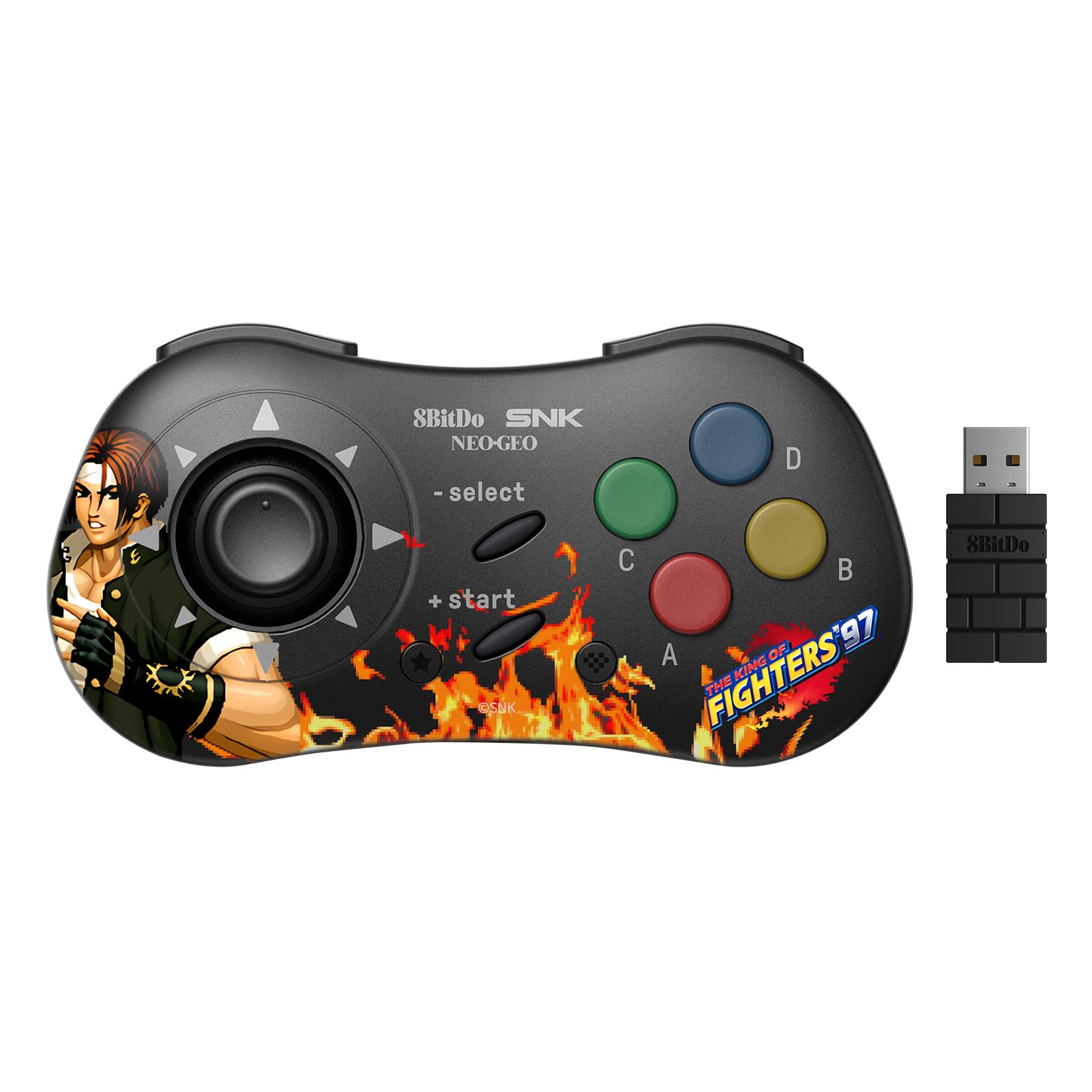 8Bitdo NEOGEO Wireless Controller - Joystick for Windows, Android, NEOGEO mini, Kyo Kusanagi Edition, Black, Model 6922621504054