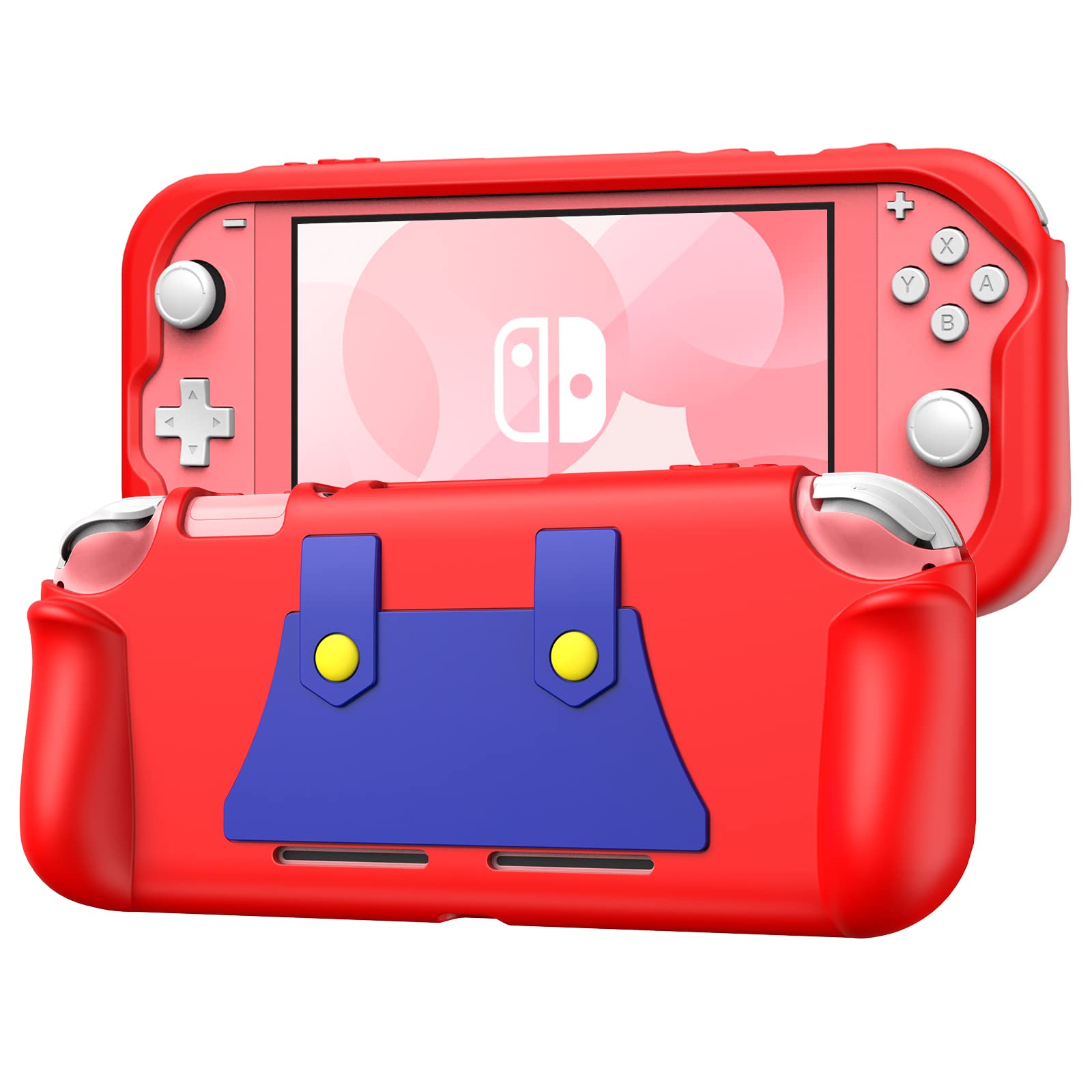 KENOBEE Silicone Case for Nintendo Switch Lite - Ergonomic Grip, Shock-Absorption, Anti-Scratch, Mario Red, Model KDAD001