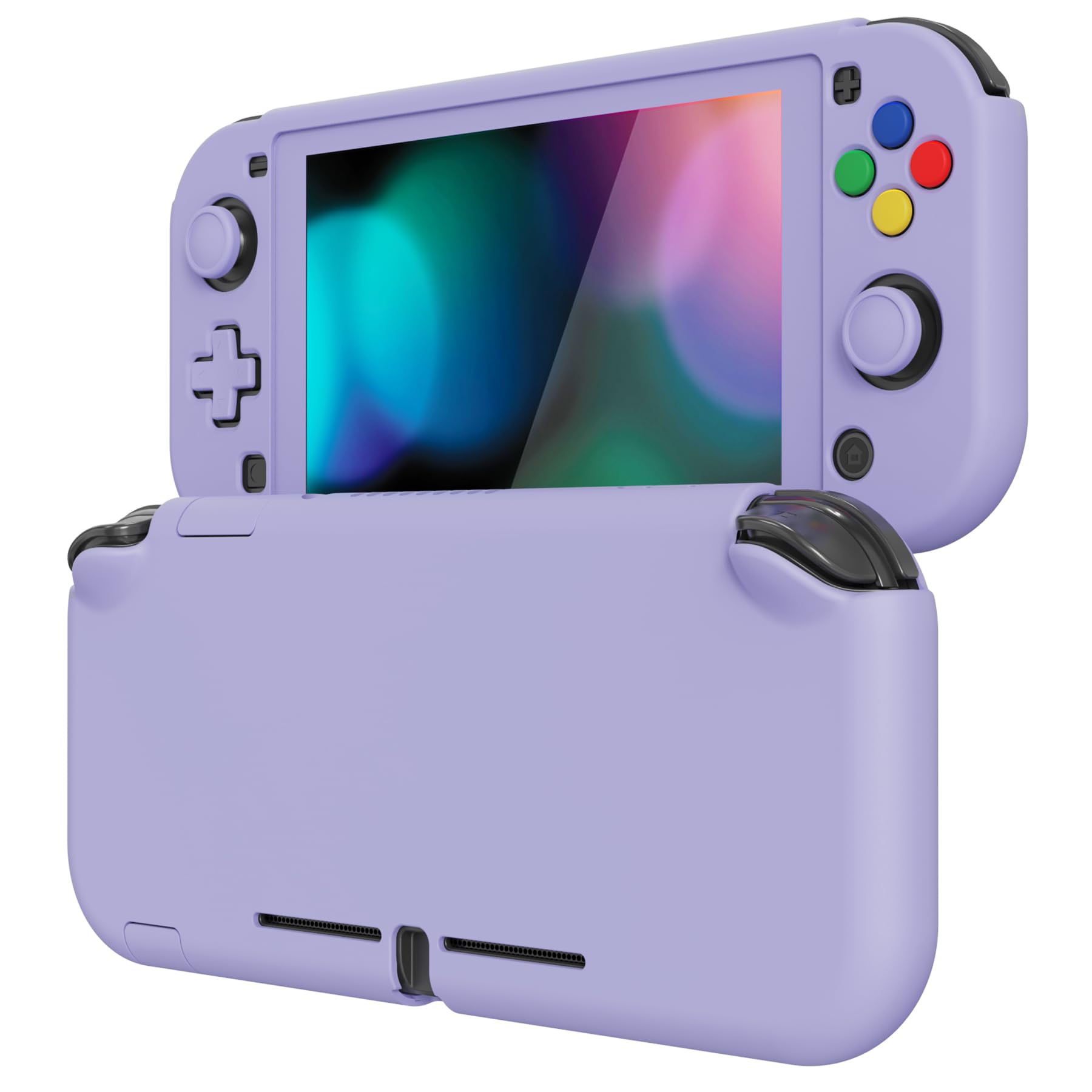 eXtremeRate PlayVital Light Violet Protective Grip Case for Nintendo Switch Lite  Hard Cover Protector for Nintendo Switch Lite - Screen Protector & Thumb Grips & Buttons Caps Stickers Included