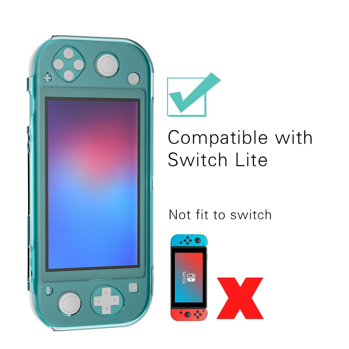 ECHZOVE Hard Clear Protective Case for Nintendo Switch Lite - Turquoise, Plastic Material