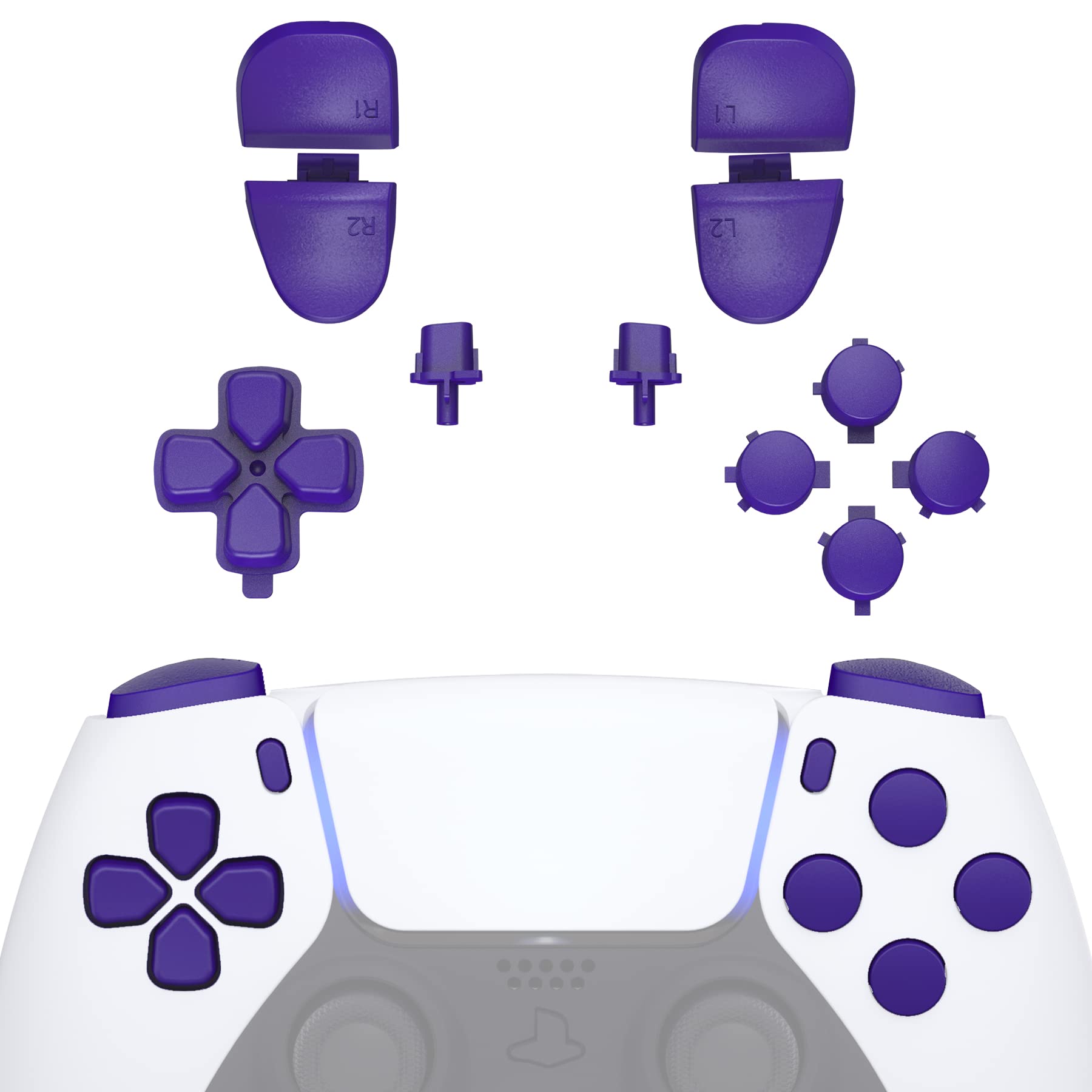 eXtremeRate Replacement D-pad R1 L1 R2 L2 Triggers Share Options Face Buttons  Purple Full Set Buttons Compatible with ps5 Controller BDM-030 BDM-040 BDM-050 - Controller NOT Included