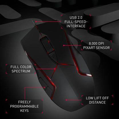 Cherry JM-3000-2 RGB Black Wired Gaming Mouse - Ergonomic Design, High Precision