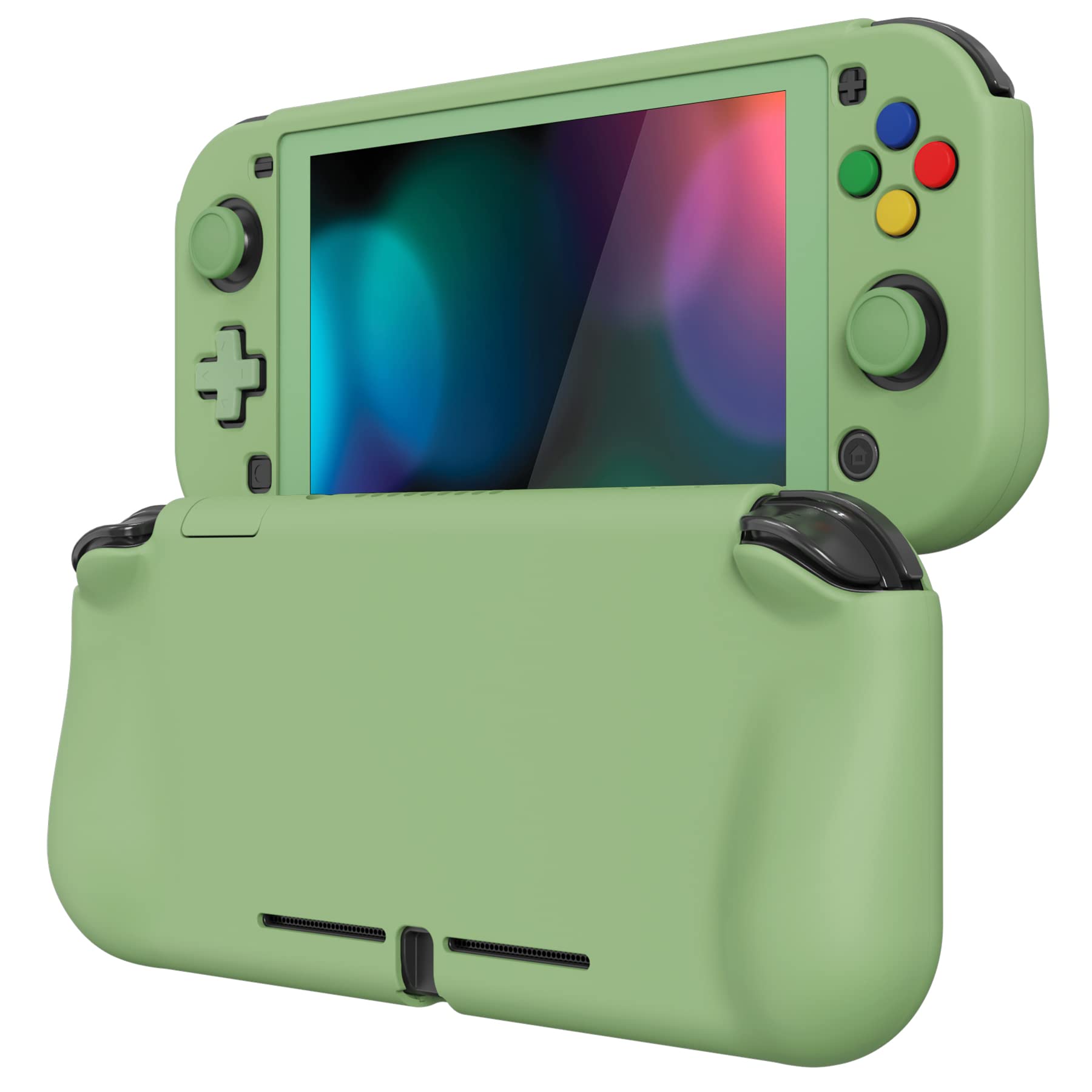 PlayVital ZealProtect Case for Nintendo Switch Lite - Hard Shell, Ergonomic Grip, Matcha Green, Includes Screen Protector & Thumb Caps