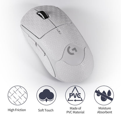 Yiodelu 2-in-1 Sweatproof Grip Tape & Skates for Logitech G Pro X Superlight - Anti-Slip Mouse Skin, White
