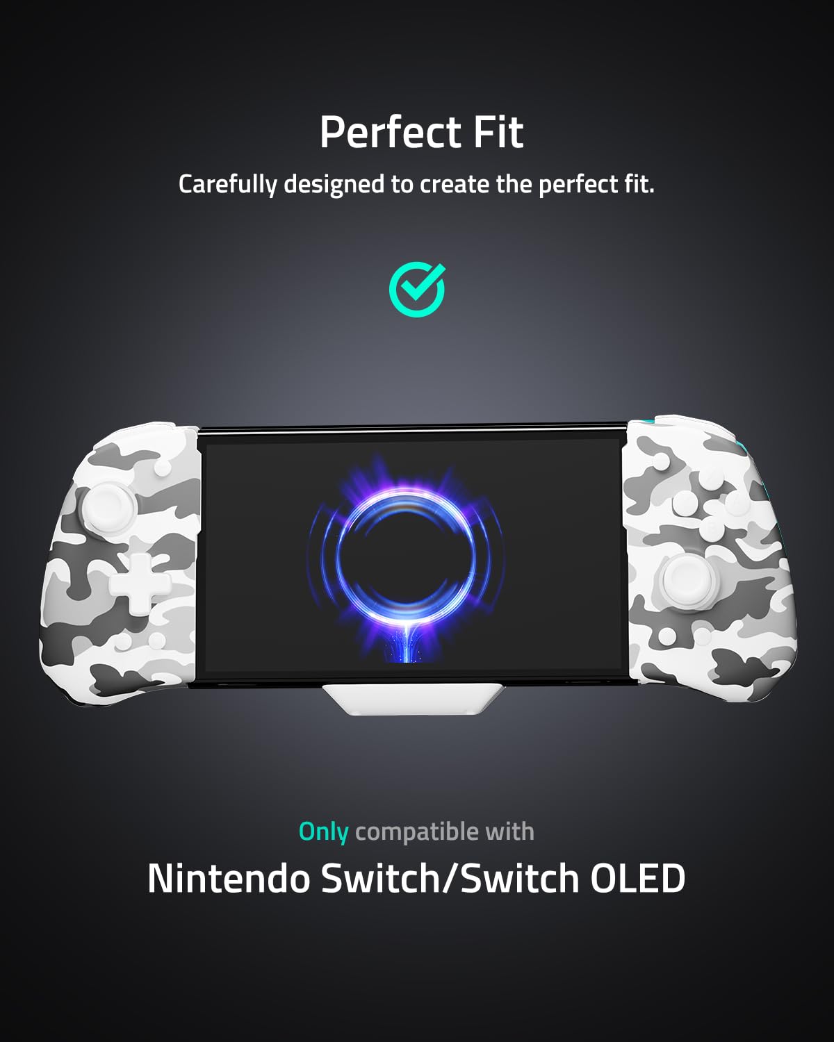 FUNLAB Switch Joypad Controller for Nintendo Switch, Camo White, Ergonomic, Customizable with Turbo and Mapping Features