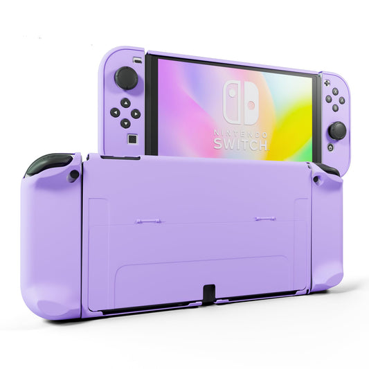 RHOTALL 3 in 1 Purple Protective Case for Nintendo Switch OLED - Dockable, Shock-Absorption, Anti-Scratch Design, Model 01
