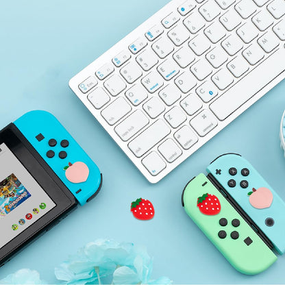 GORGECRAFT Thumb Grips for Switch OLED Lite - 4Pcs Mixed Fruit Pattern Joystick Caps, 22x20mm & 21.5x19mm, Soft Silicon Cover