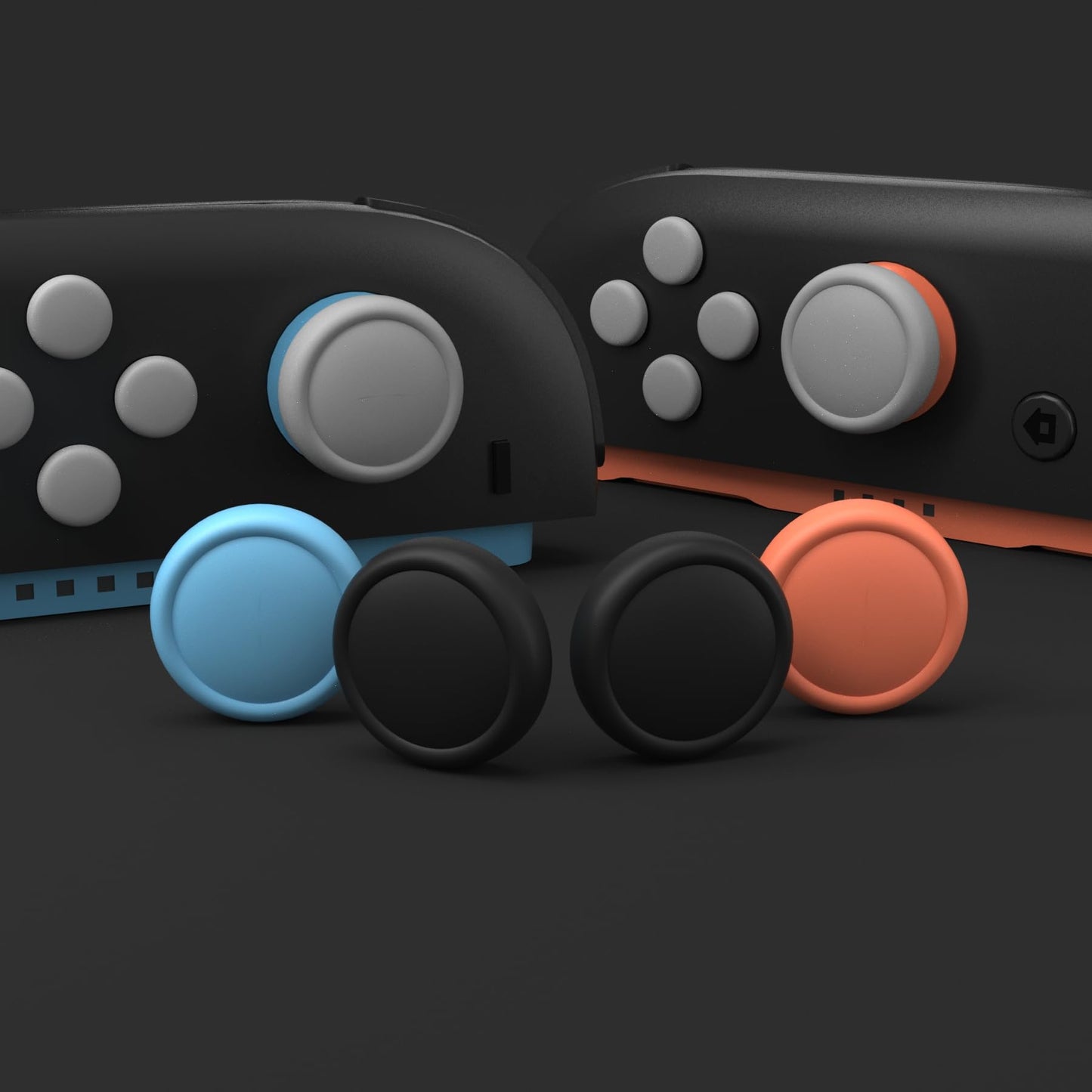PlayVital Button Caps & Thumb Grips Set for Nintendo Switch 2 - 8 Colorful ABXY Covers & 4 Joystick Caps in Black, Gray, Blue, Orange