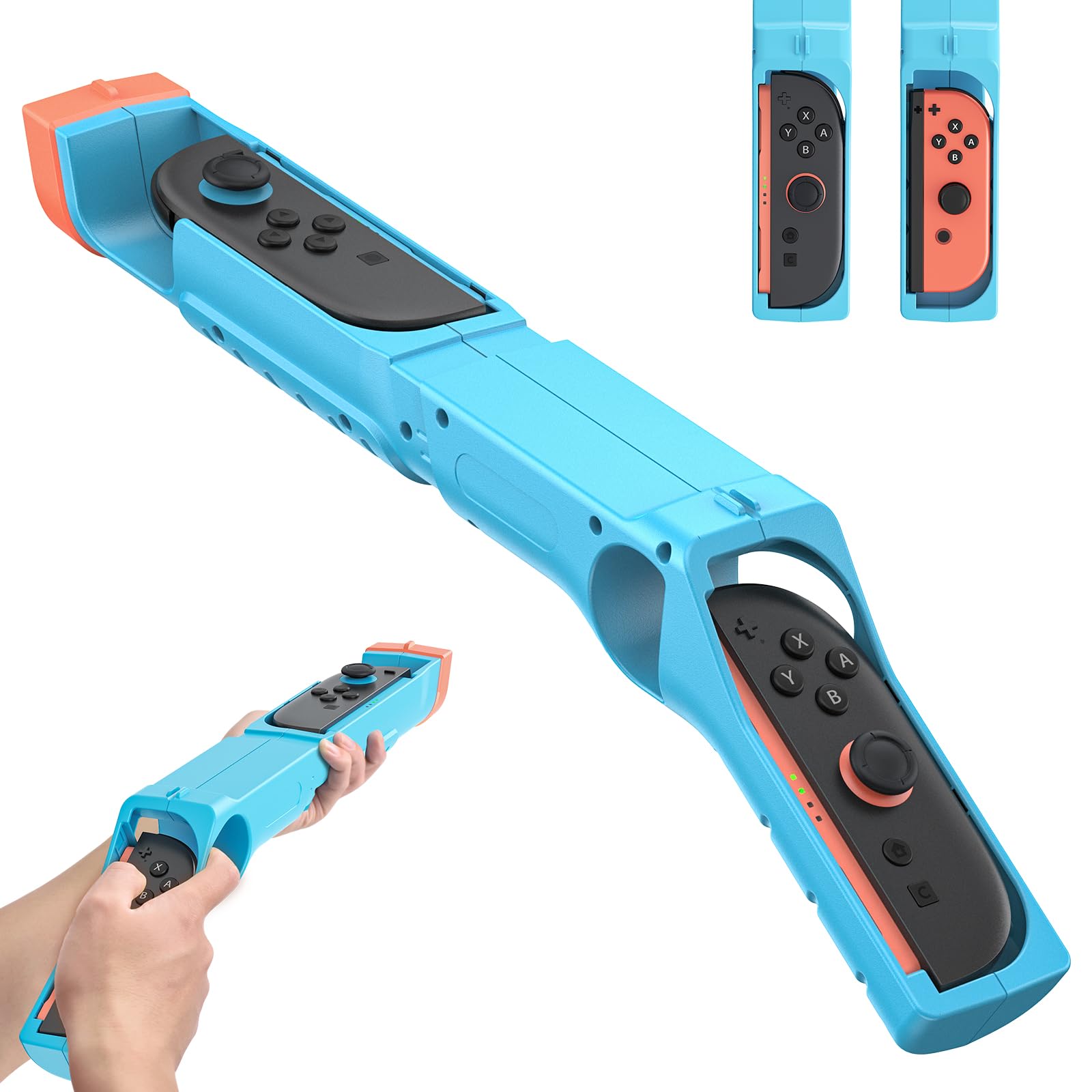 [Compatible for Switch 2/1/OLED] WAXITY Shooting Game Gun Hand Grip Both for Switch 2&1/ Switch OLED Controllers  Hunting Game Gun Controller Grip Accessories for Joy Cons