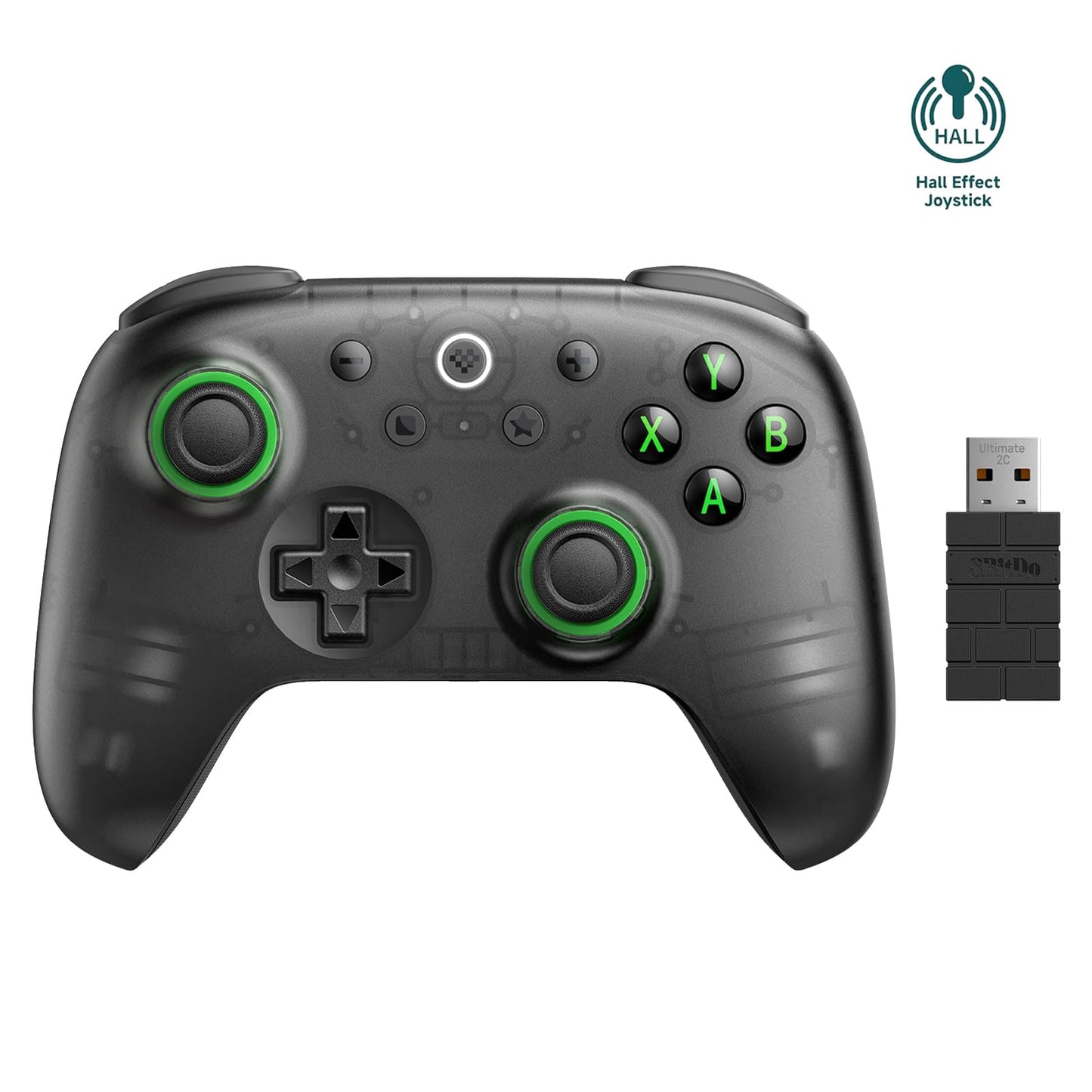 AKNES 8BitDo Ultimate 2C Wireless 2.4G Controller for Windows PC and Android  Gamepad with Hall Effect Joysticks and Hall Triggers  1000Hz Polling Rate  Remappable L4/R4 Bumpers - Transparent Black