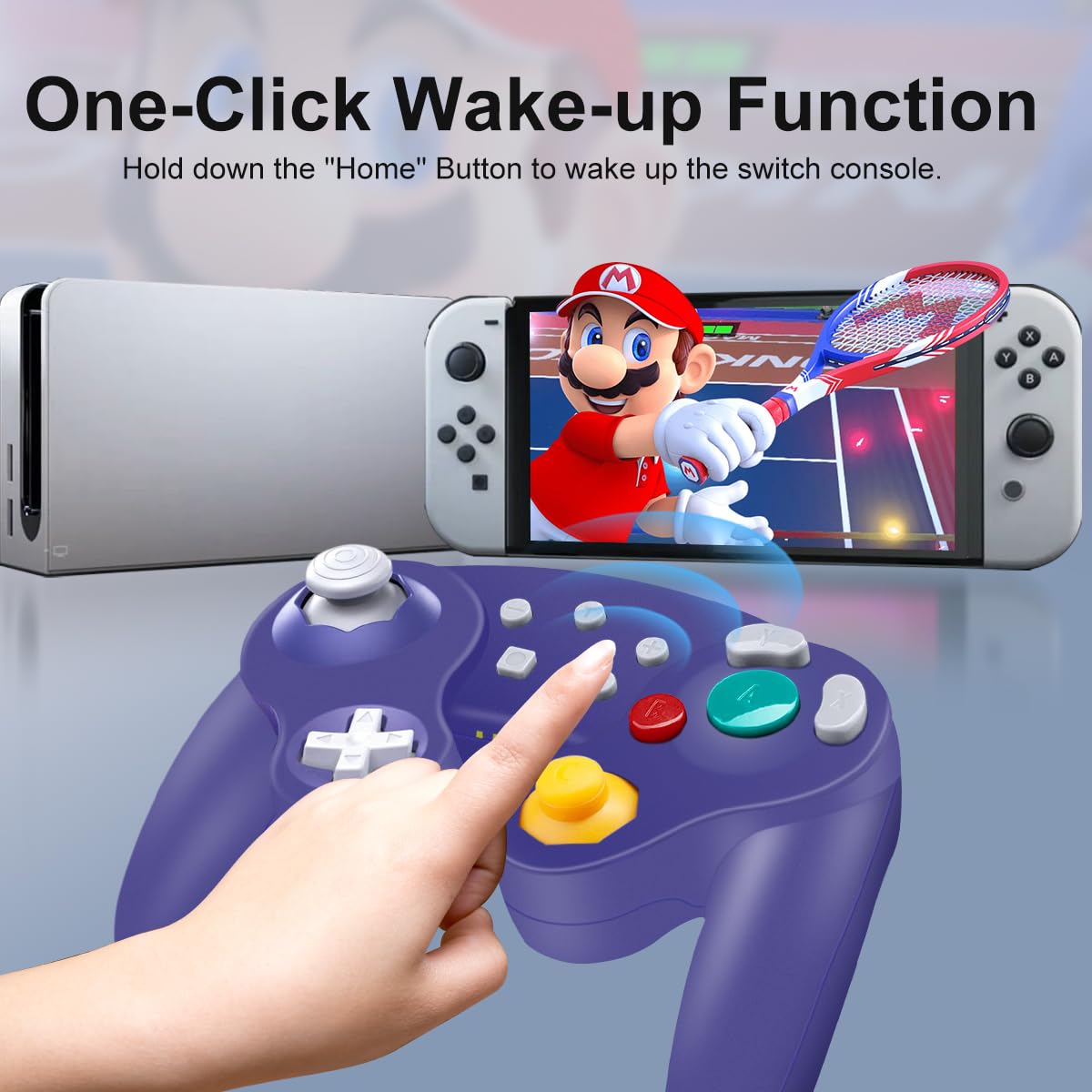 HaeBorl Wireless Controller for Nintendo Switch - Pro Controller with 600mAh Battery, Auto Turbo, Purple