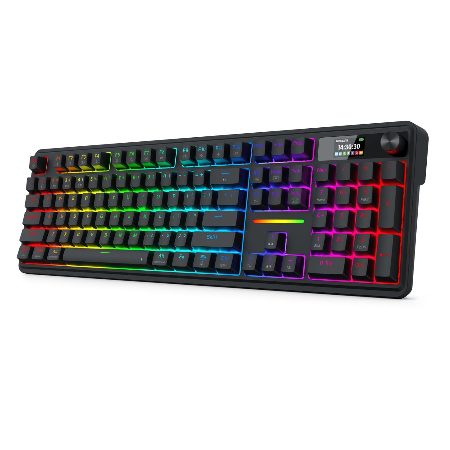 Redragon K762 Wireless Gasket Gaming Keyboard w/Hype Screen & Knob, 104 Keys Mechanical Keyboard, Easy-Control 1.14 TFT Info Dis