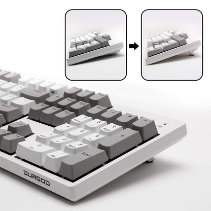 DURGOD K310_US Mechanical Keyboard - Cherry MX Brown, N-Key Rollover, 104 Keys, Type C, White, PBT Keycaps for Gamers & Typists