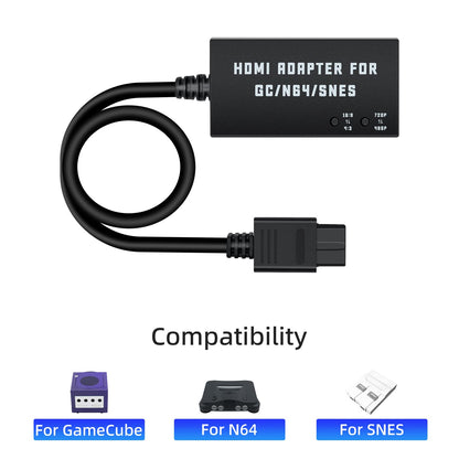 Mcbazel N64 to HDMI Converter Adapter for Nintendo GameCube/N64/SNES, Supports 4:3/16:9 Ratio, Black, Model MT-010248
