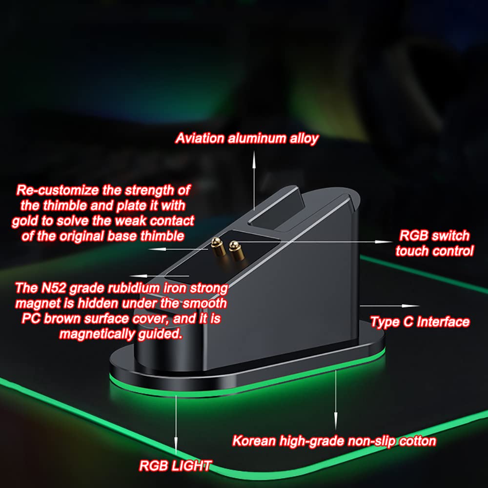 Hokeyio Wireless Metal Power Charging Dock for Razer Logitech G Pro X - RGB MOD, Model AA0206, Gilded Base