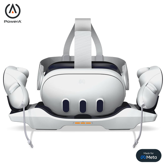 PowerA Charging Station for Meta Quest 3 / 3S, Officially Licensed by Meta, VR Headset Charger, Controller Charger, Rechargeable