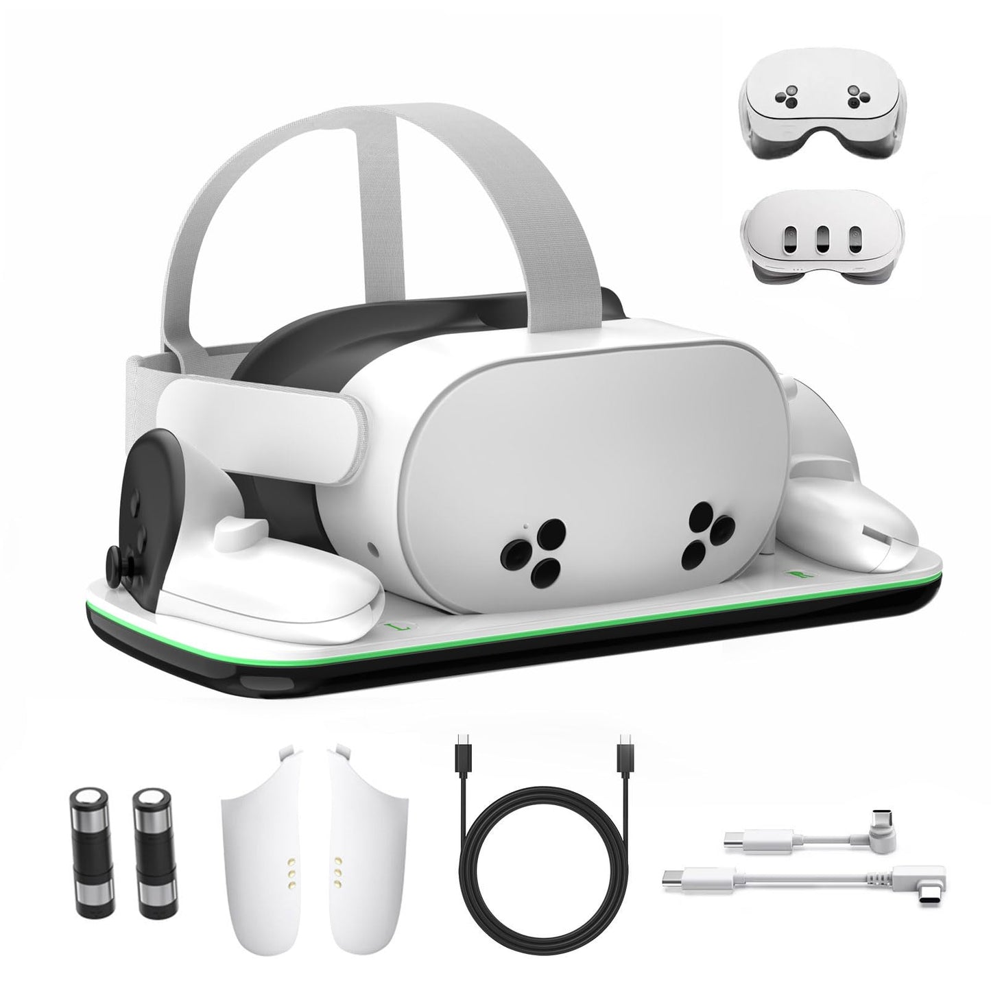 DOBE Charging Dock for Meta Oculus Quest 3/3S - Fast Charging, Magnetic, 2 Rechargeable Batteries, White, Model TY-3868