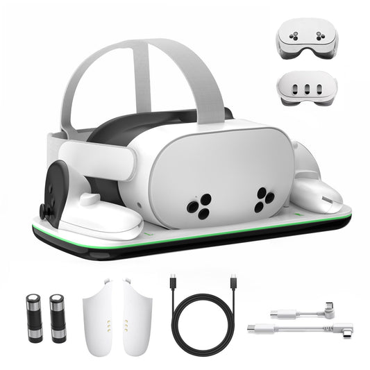 DOBE Charging Dock for Meta Oculus Quest 3/3S - Fast Charging, Magnetic, 2 Rechargeable Batteries, White, Model TY-3868