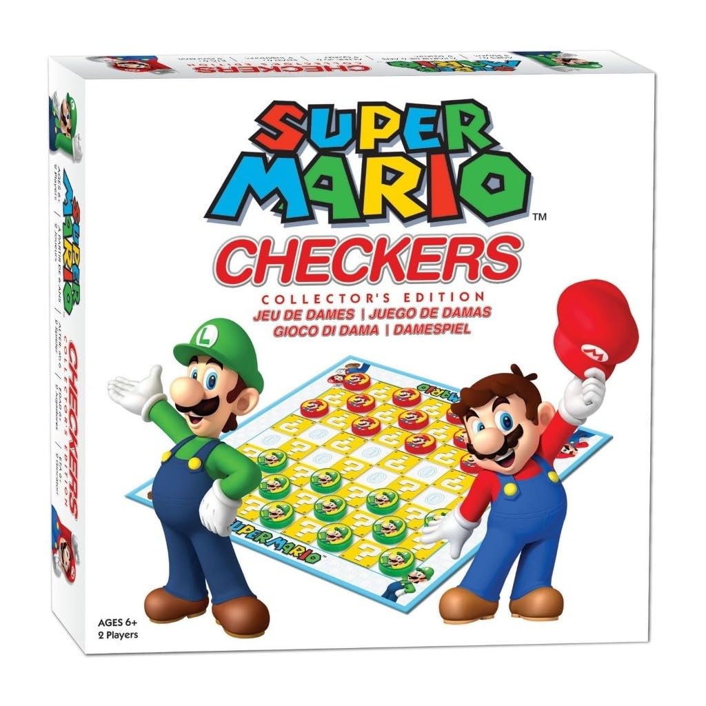 Super Mario Checkers Collectors Edition | Featuring Mario & Luigi | Collectible Checkers | Perfect for Mario Fans