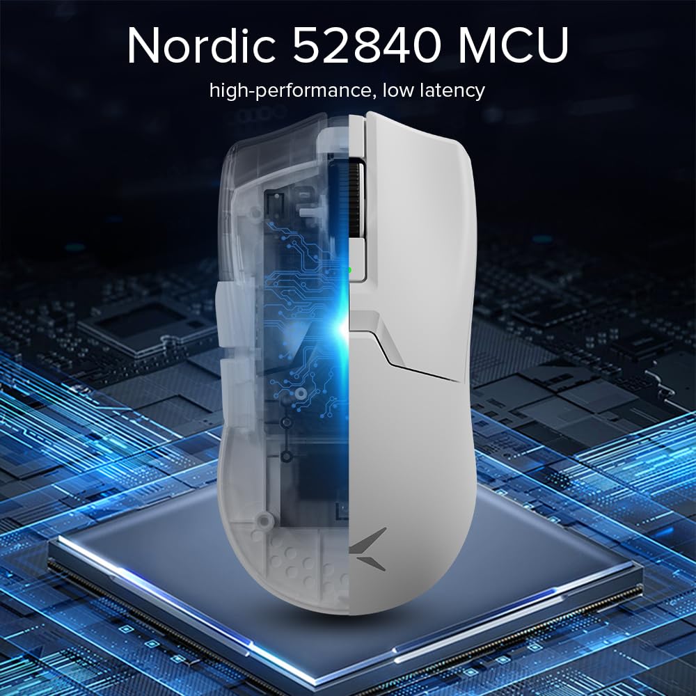 DeLUX M800 Ultra Wireless Gaming Mouse - 26000 DPI, 1000Hz, 55g Lightweight, Tri-Mode, White, 600mAh Battery