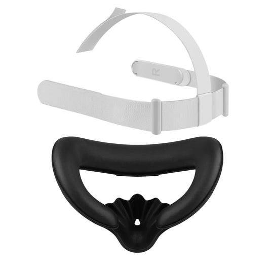 Head Strap and Face Cover Pad for Oculus Quest 2  Original Replacement Headstrap&Sweatproof PU Leather Face Cushion Pad - VR Accessories Kit Compatible with Meta Quest 2 Headset
