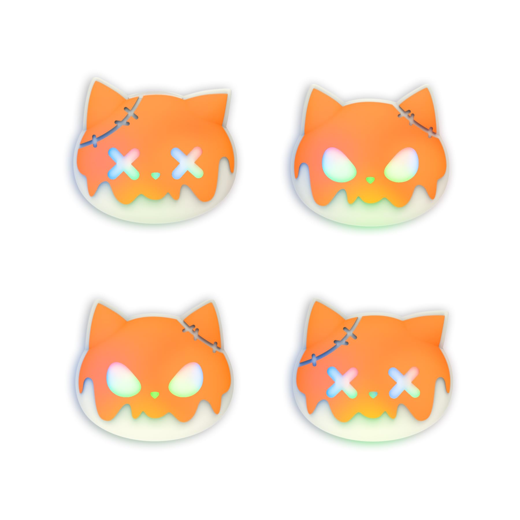 PlayVital Cute Universal Illuminated LED Thumbstick Grips for ps5  for ps4  Joystick Caps for Xbox Series X/S  for Xbox One  Switch Pro Controllers  Joystick Protection - Tricky Kitty & Dorky Kitty