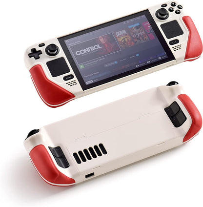 UYIYE Kickstand Case for Steam Deck - Protective, Reliable Accessory, White/Red, Model CASE-STEAM-FT02