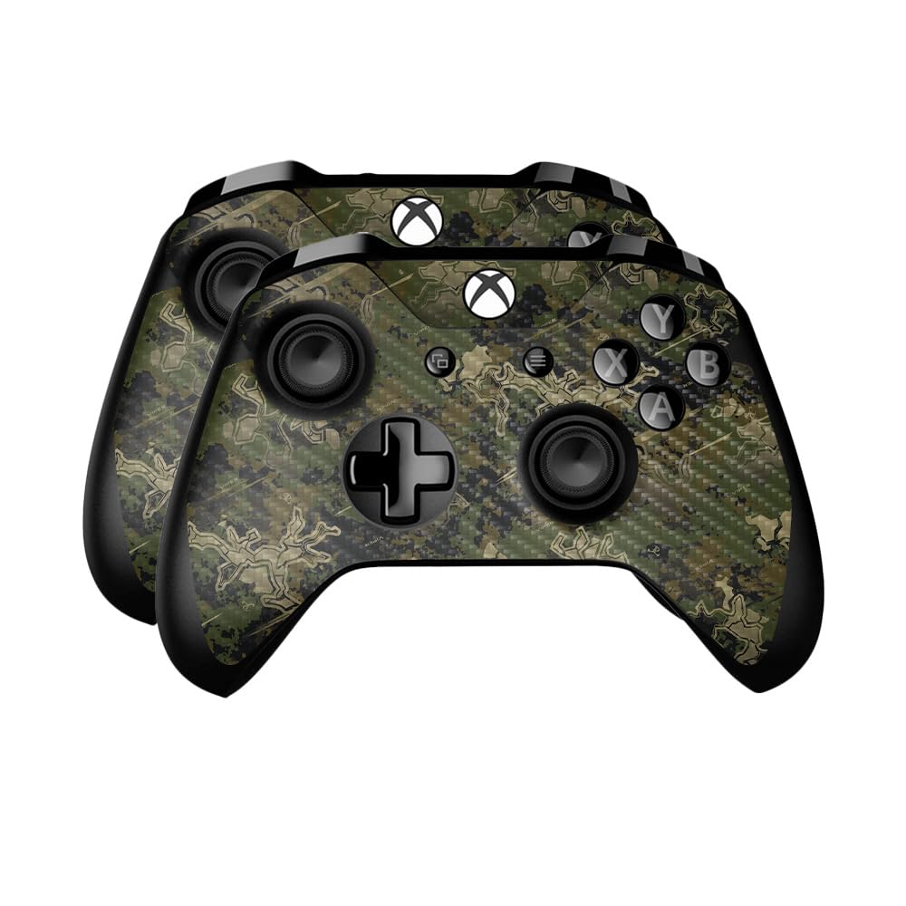 Carbon Fiber Skin Compatible with Microsoft Xbox One Controller (2 Pack) - Viper Woodland - Premium 3M Vinyl Protective Wrap Decal Cover - Easy to Apply | Crafted in The USA by MightySkins