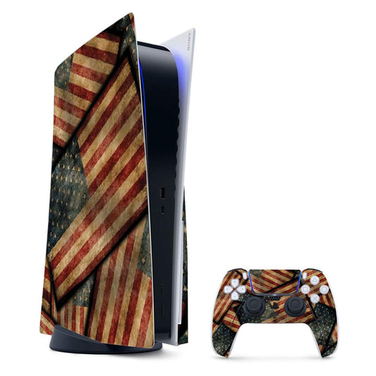 MightySkins Gaming Skin for PS5 / Playstation 5 Bundle - Vintage American | Protective Viny wrap | Easy to Apply and Change Style | Made in The USA